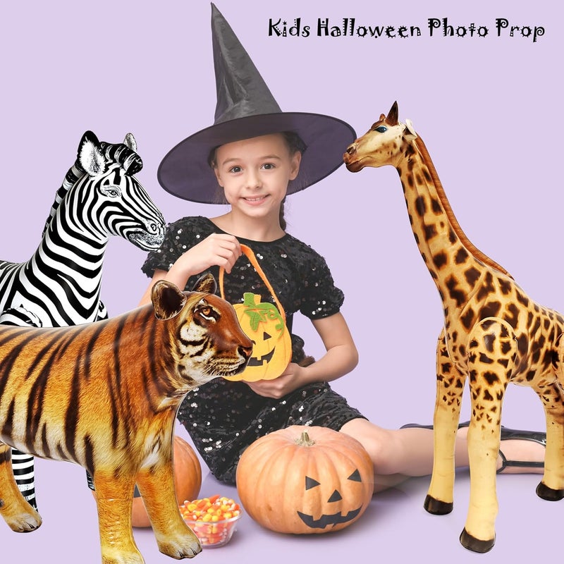 Jet Creations Inflatable Safari Animal Figures Set - Giraffe, Zebra, and Tiger - Image 4