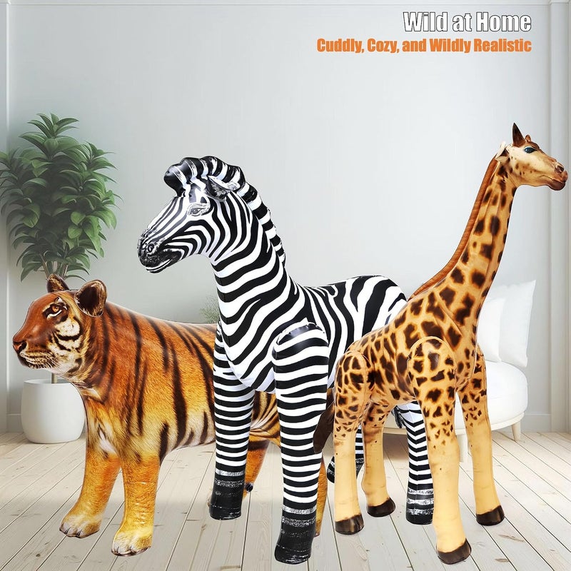 Jet Creations Inflatable Safari Animal Figures Set - Giraffe, Zebra, and Tiger - Image 3