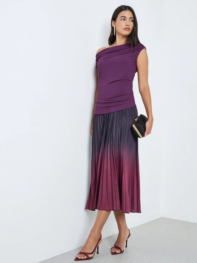 ستايلي Styli Purple Draped Sleeveless Knit Top