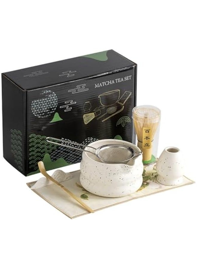 بيوينتي تيم مجموعة ماتشا ووعاء وخفاقة، منخل ماتشا وحامل خفاقة وملعقة ماتشا - 7 قطع مجموعة ماتشا المثالية لحفلات شاي الماتشا - Image 1