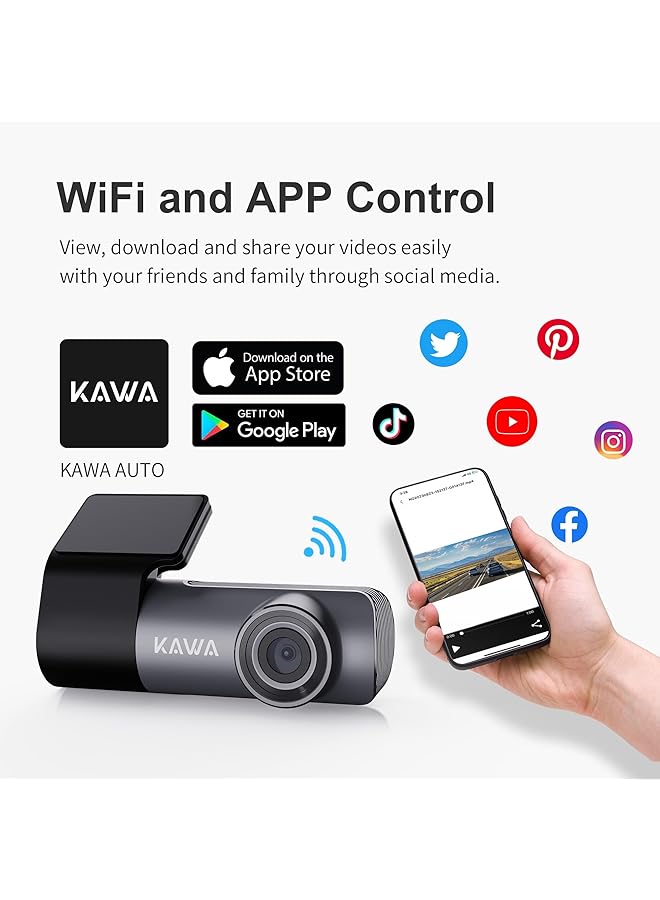 KAWA Dash Cam 2K, Mini Front Dash Camera For Cars, Smart Voice Control, 1296P Qhd, Built In Wifi, Loop Recording, G-Sensor, Night Vision, Ios/Android Mobile App, Support 256Gb Max, D5 - Image 4