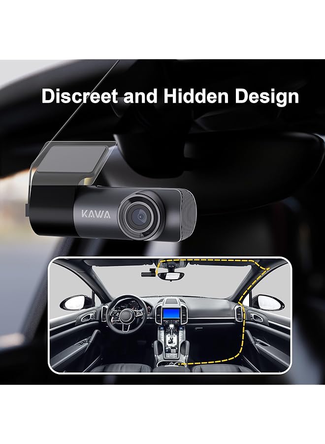 KAWA Dash Cam 2K, Mini Front Dash Camera For Cars, Smart Voice Control, 1296P Qhd, Built In Wifi, Loop Recording, G-Sensor, Night Vision, Ios/Android Mobile App, Support 256Gb Max, D5 - Image 2