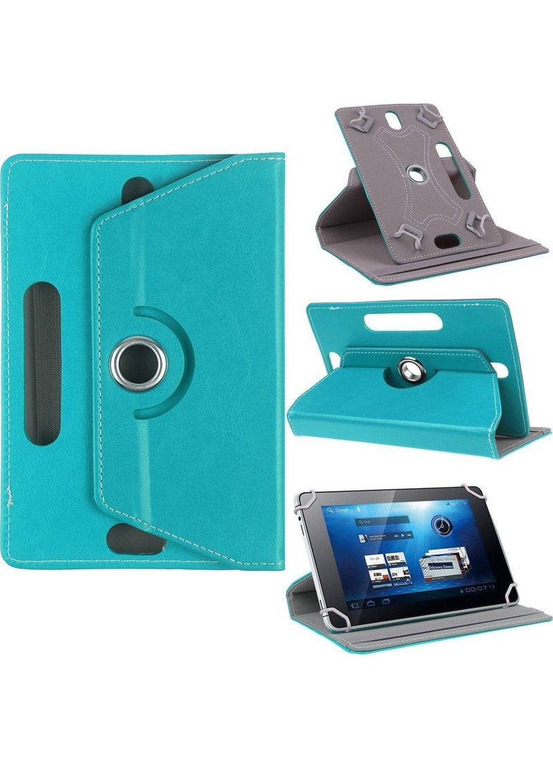TahTicMer - Alcatel 1T 7 Tablet Case Leather Stand Rotating Universal 7" Blue - Image 1
