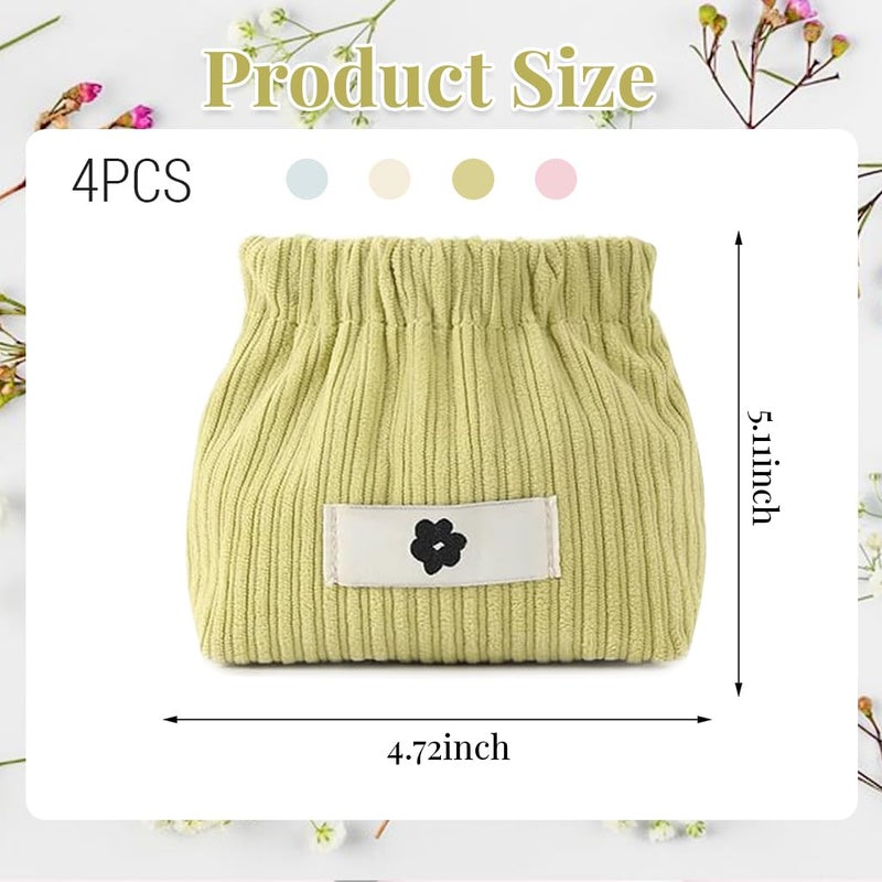 May Create MAYCREATE® 4pcs Corduroy Storage Pouch Coin Bags Corduroy Storage Bag Easy Squeeze Open Bag Cash Bag Small Jewelry Organizer Bag Coin Bag Travel Makeup Storage Pouch - Image 2