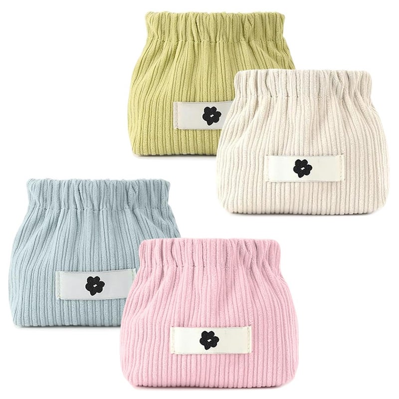 May Create MAYCREATE® 4pcs Corduroy Storage Pouch Coin Bags Corduroy Storage Bag Easy Squeeze Open Bag Cash Bag Small Jewelry Organizer Bag Coin Bag Travel Makeup Storage Pouch - Image 1