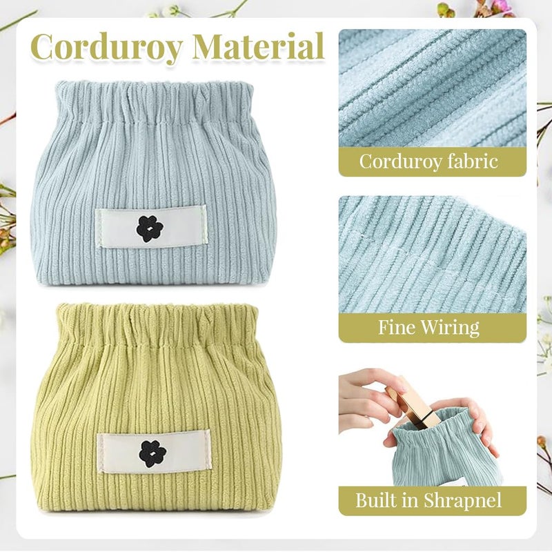 May Create MAYCREATE® 4pcs Corduroy Storage Pouch Coin Bags Corduroy Storage Bag Easy Squeeze Open Bag Cash Bag Small Jewelry Organizer Bag Coin Bag Travel Makeup Storage Pouch - Image 3