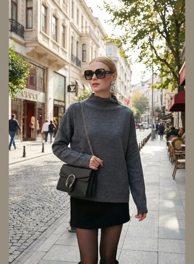 Lela Lela Long Back Stand Collar Thin Knit Sweater Women's SWEATER 4615002