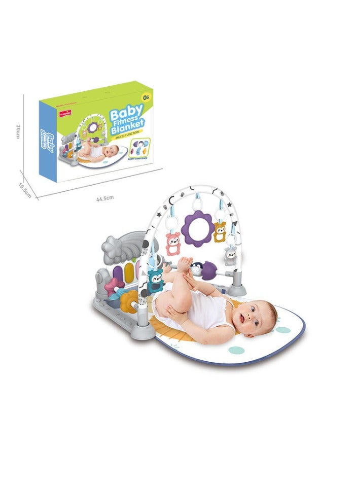 فيفا كيدز سجادة لعب رياضية على شكل بيانو للأطفال مع لوحة مفاتيح موسيقية قابلة للركل واللعب، وبطانية ناعمة لأنشطة اللياقة البدنية مع ألعاب معلقة وخشخيشات - سجادة متعددة الوظائف لوقت الاستلقاء على البطن للأطفال حديثي الولادة والأطفال الصغار - رمادي - Image 2