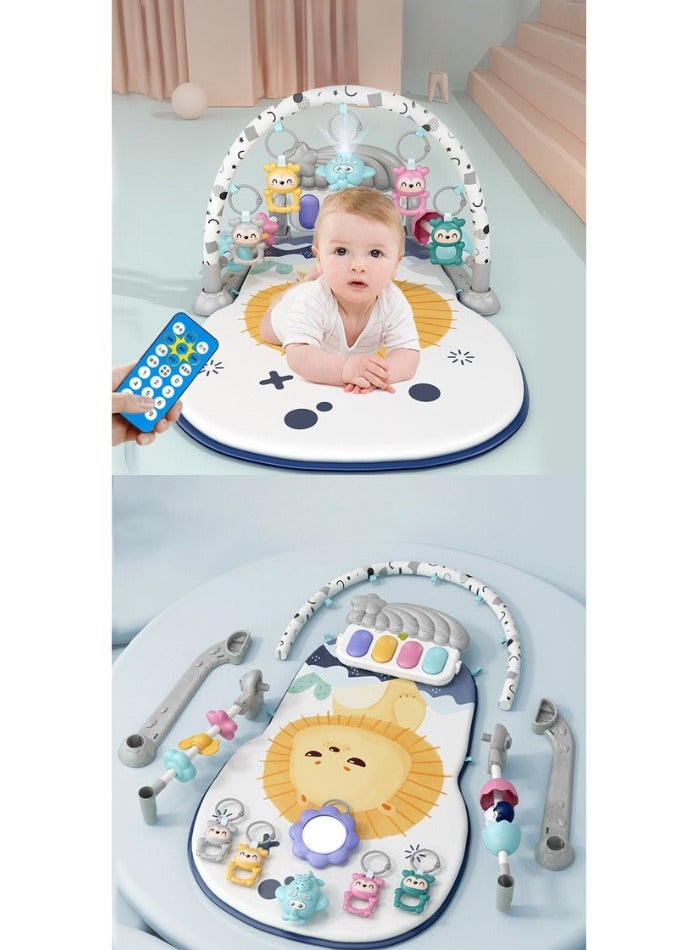 فيفا كيدز سجادة لعب رياضية على شكل بيانو للأطفال مع لوحة مفاتيح موسيقية قابلة للركل واللعب، وبطانية ناعمة لأنشطة اللياقة البدنية مع ألعاب معلقة وخشخيشات - سجادة متعددة الوظائف لوقت الاستلقاء على البطن للأطفال حديثي الولادة والأطفال الصغار - رمادي - Image 4