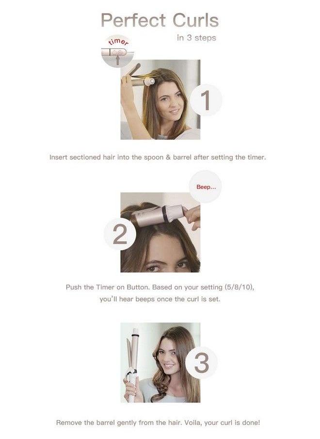 MIRACOMB - Hair Curler Ceramic Tourmaline Curling Iron Professional 1.25 Inch Curling Wand With Rotating Tip Smart Timer Extra Long Barrel 9 Heat Settings Dual Voltage (Package May Vary) - Image 1