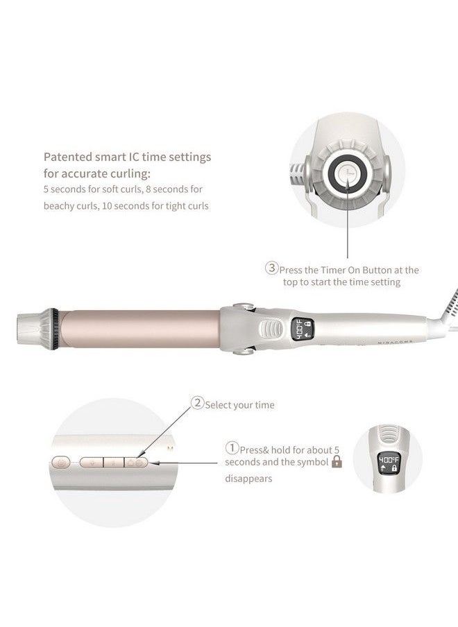 MIRACOMB - Hair Curler Ceramic Tourmaline Curling Iron Professional 1.25 Inch Curling Wand With Rotating Tip Smart Timer Extra Long Barrel 9 Heat Settings Dual Voltage (Package May Vary) - Image 1