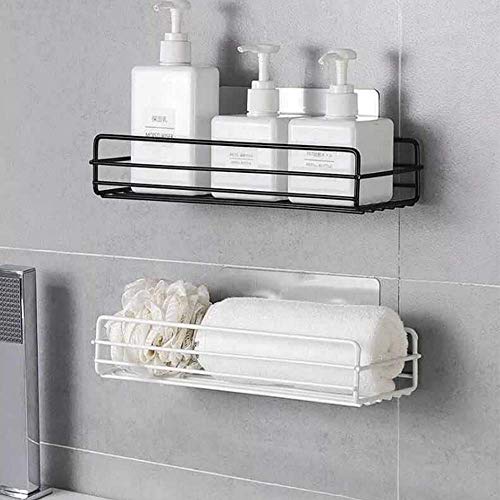 Luximal Multipurpose Plain Metal Kitchen Rack Bathroom Storage Shelf Wall Holder Rack Organizer Box with Strong Magic Sticker Shower Caddy Hanging Self Shampoo Holder, Soap Holder - Image 4