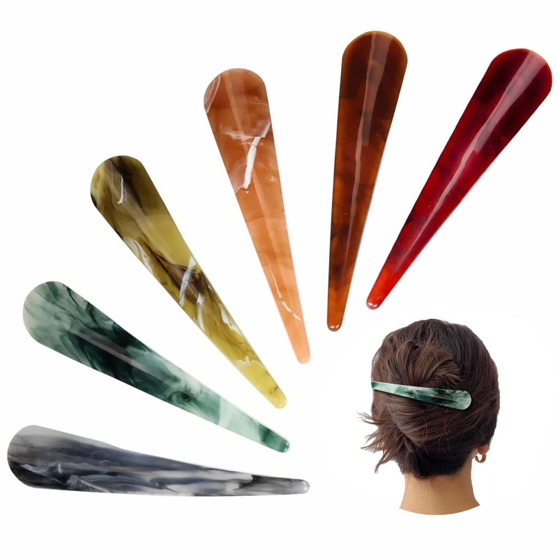Dizila 6 Pack 55 Inch Long Big Acrylic Alligator Hair Clips for Styling Non Slip Metal Duckbill Clips Barrettes Hairpins Ponytail Holders Bun Horn Clamps Accessories for Women Girls