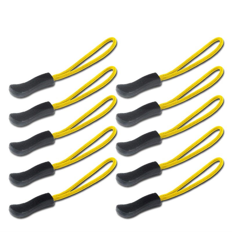 Dyzd Durable Zipper Pulls Zipper Tab Zipper Tags Cord Pulls Zipper Extension Zip Fixer For Backpacks  Jackets  Luggage  Purses  Handbags (Yellow 10 Pcs)