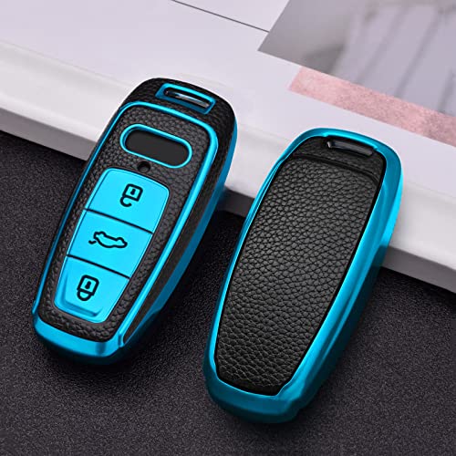 ELOHEI for Audi Key Fob Cover, Special Soft TPU Key Case Cover Protector Compatible with Audi A6L A6 A7 A8 Q7 Q8 E-Tron 2018-2022 A3 S3 S6 SQ7 RS6 S7 RS7 Smart Key(Leather Texture Red) - Image 2