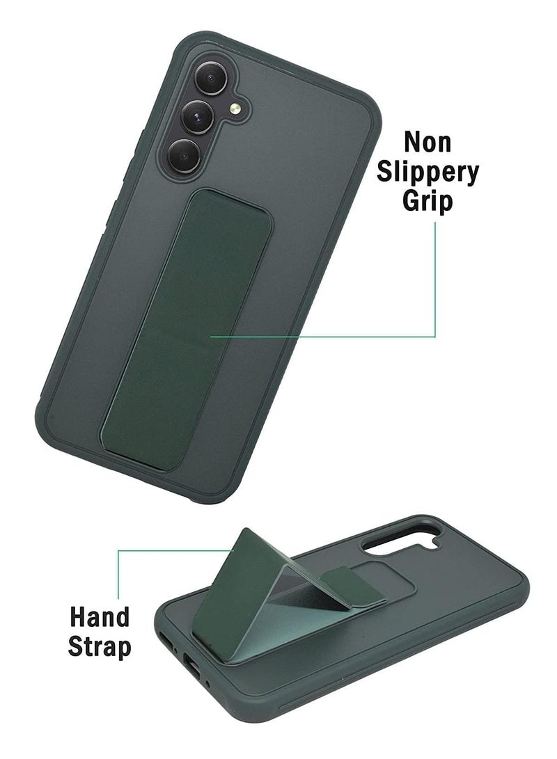 BORTONY Samsung Galaxy A25 Back Stand Case Cover Magnetic Holder Soft Silicone Case Horizontal & Vertical Kickstand Cover Wrist Strap Full protection Scratch Resistance Matte Finish Case For Samsung Galaxy A25 - Image 2