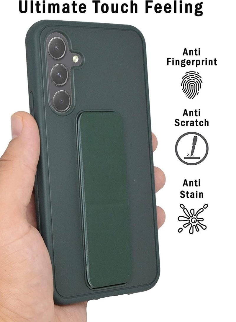 BORTONY Samsung Galaxy A25 Back Stand Case Cover Magnetic Holder Soft Silicone Case Horizontal & Vertical Kickstand Cover Wrist Strap Full protection Scratch Resistance Matte Finish Case For Samsung Galaxy A25 - Image 3