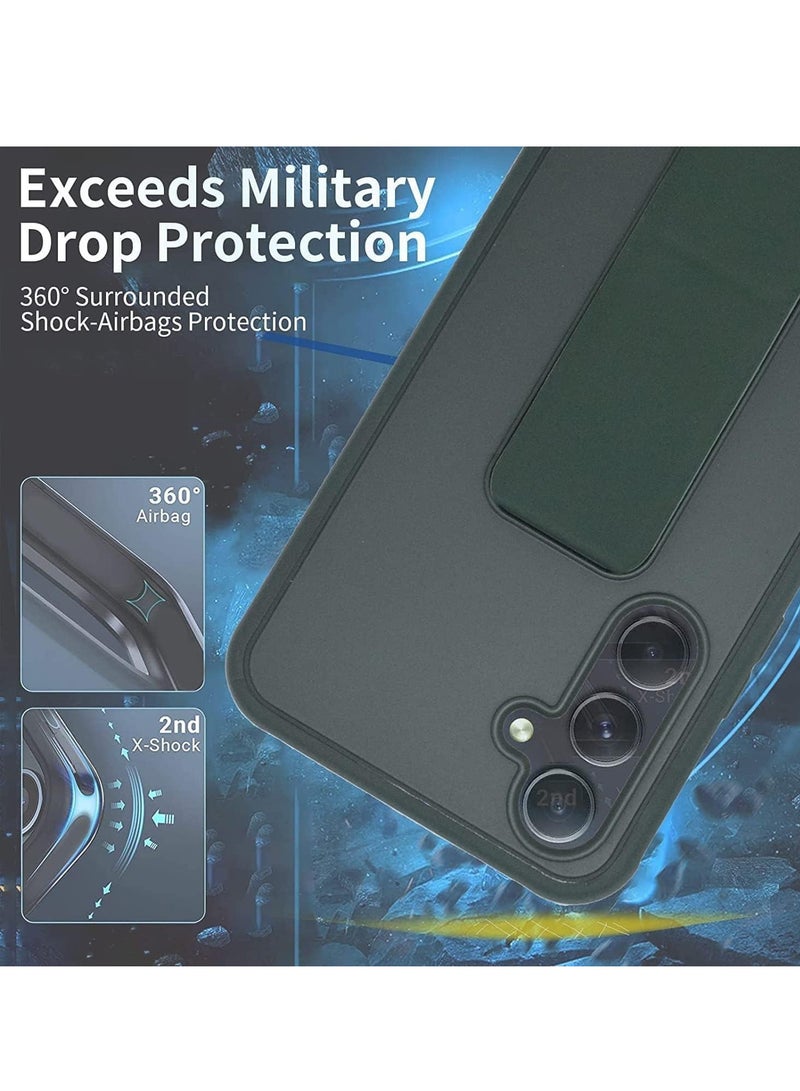 BORTONY Samsung Galaxy A25 Back Stand Case Cover Magnetic Holder Soft Silicone Case Horizontal & Vertical Kickstand Cover Wrist Strap Full protection Scratch Resistance Matte Finish Case For Samsung Galaxy A25 - Image 4
