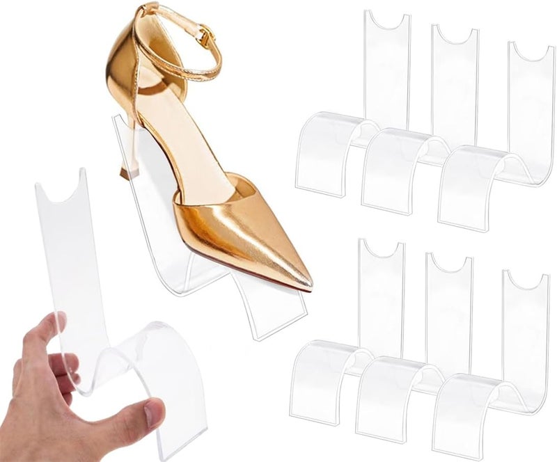 KWSLIN 8 Pack Shoe Display Stand, S-Type Acrylic Clear Shoe Display Rack Holder, High-Heeled Shoes Holder Shoe Retail Shop Display Rack for Shoe Case Home Retail Shop Shoes Storage Display - Image 1