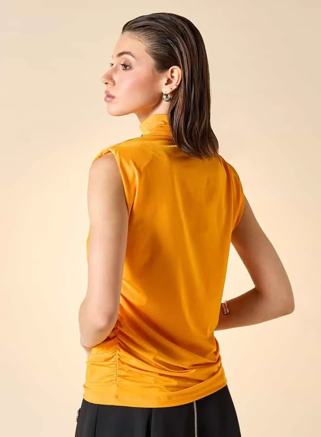 ايكونيك Iconic Relaxed Fit Sleeveless Top with Turtle Neck