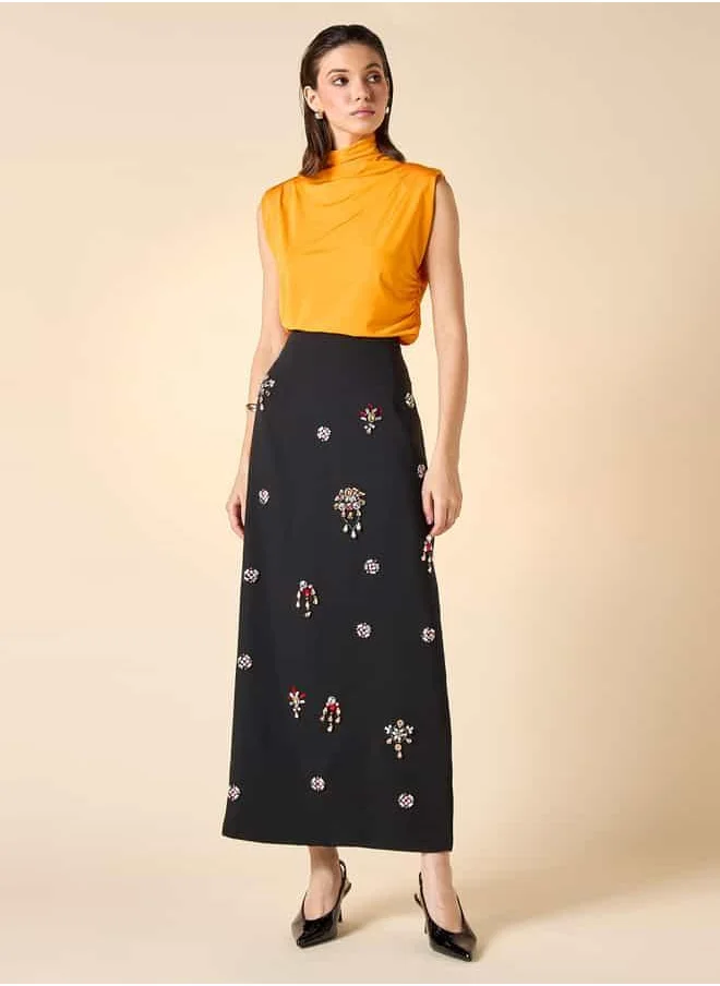 Iconic Iconic Relaxed Fit Sleeveless Top with Turtle Neck