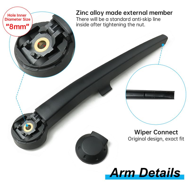 DYNOELS Rear Windshield Wiper Blade Arm Set Fit for Jeep Commander 2006-2010 Rear Wiper Arm Assembly OEM:5174877AA Part # 05174877AA & 55156514AB & 05174876AA - Image 4
