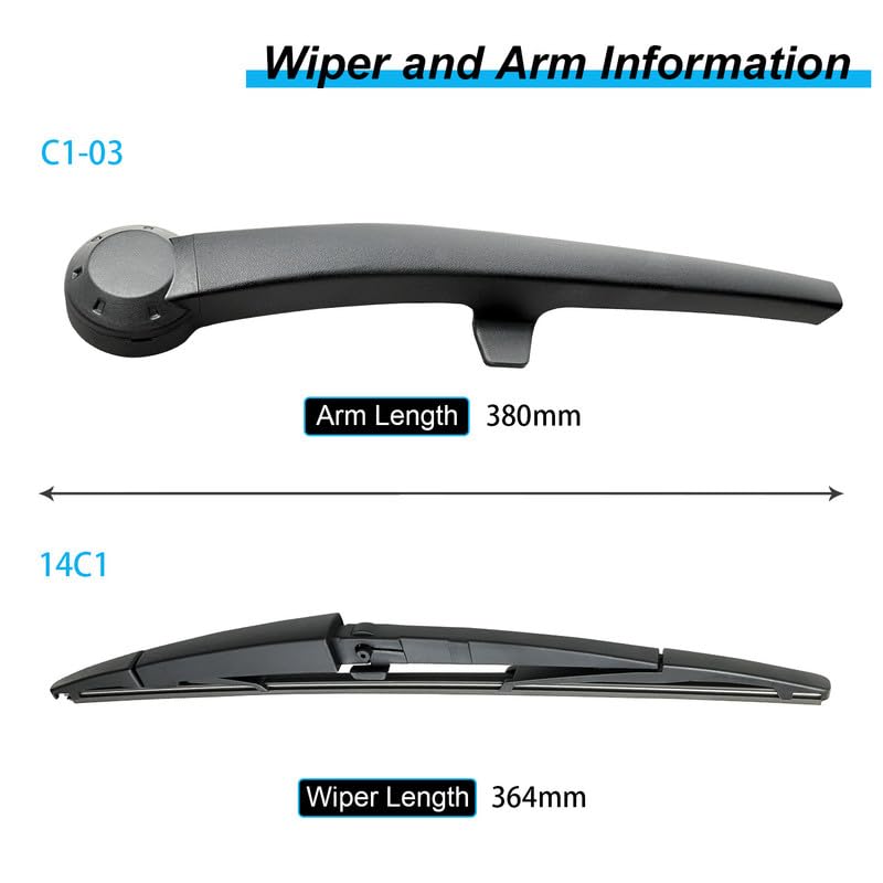 DYNOELS Rear Windshield Wiper Blade Arm Set Fit for Jeep Commander 2006-2010 Rear Wiper Arm Assembly OEM:5174877AA Part # 05174877AA & 55156514AB & 05174876AA - Image 2