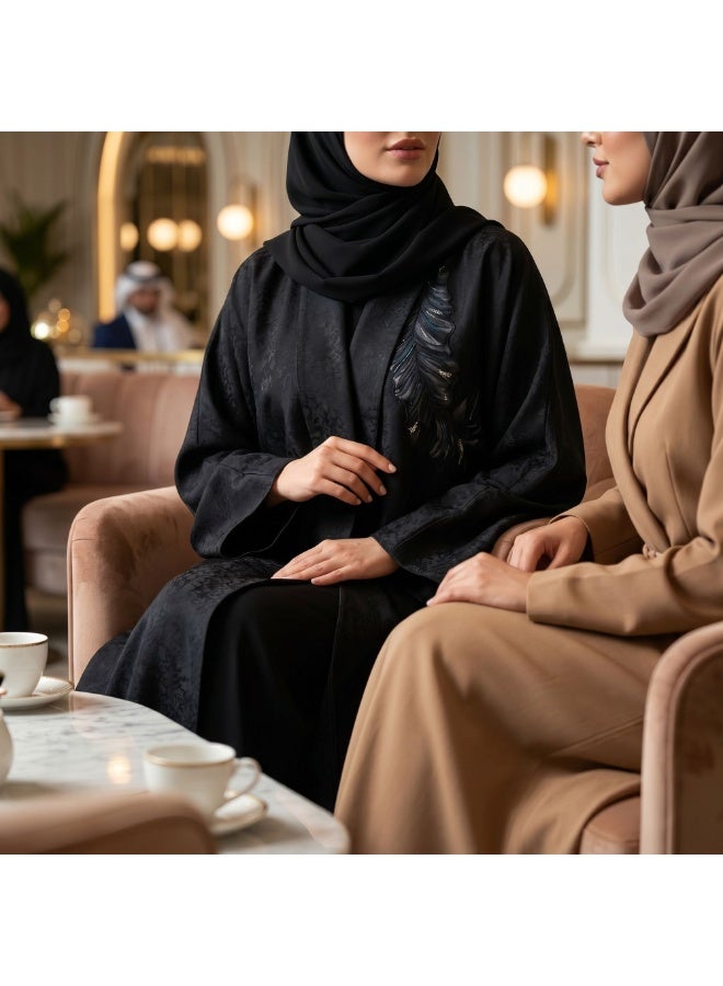 Dakakeen Concept “Al-Musammimah Nashl” Designer Abaya by Dakakeen Concept –  Abaya for Women - Saudi Style Luxury Women's Abaya, Modest Open Daily & Formal - Image 4