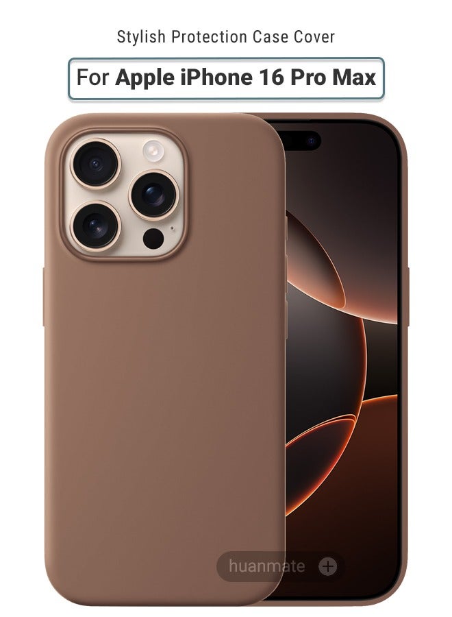 Apple iPhone 16 Pro Max Silicone Cover Light Brown - Premium 2.0mm TPU Silicon, Enhanced Camera Protection with Lens Shield, Shockproof & Water-Proof Cover for Apple iPhone 16 Pro Max