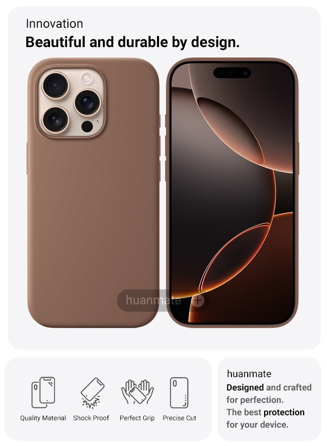 Apple iPhone 16 Pro Max Silicone Cover Light Brown - Premium 2.0mm TPU Silicon, Enhanced Camera Protection with Lens Shield, Shockproof & Water-Proof Cover for Apple iPhone 16 Pro Max