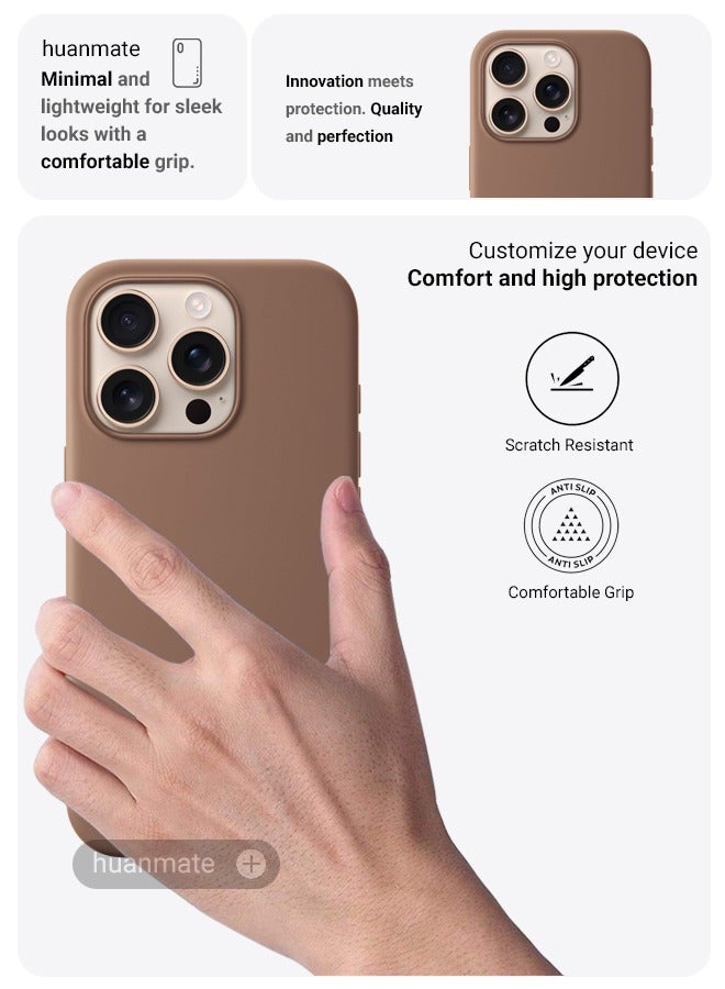 Apple iPhone 16 Pro Max Silicone Cover Light Brown - Premium 2.0mm TPU Silicon, Enhanced Camera Protection with Lens Shield, Shockproof & Water-Proof Cover for Apple iPhone 16 Pro Max