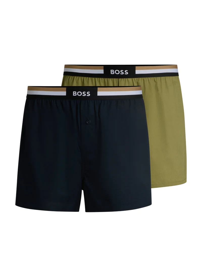 BOSS Two-pack of cotton pyjama shorts with logo waistbands