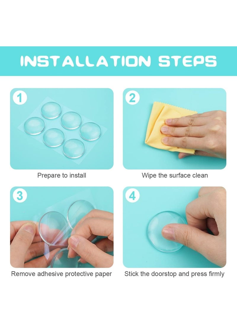 Door Stopper, 6Pcs Wall Door Handle Stopper, Silicone Transparent Round Wall Protector, Self-Adhesive Door Stops Door Handle Bumper Pads for Wall, Fridge, Cabinets (1.57inch) - Image 3