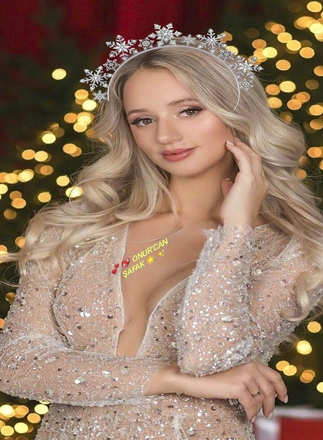 اتش اس دبليو اي طوق رأس ندفة الثلج من HSWE للنساء، مرصع بأحجار الراين، مثالي لحفلات الشتاء، طوق شعر مزين بزهرة ندفة الثلج، زينة لحفلات أعياد الميلاد - Image 2
