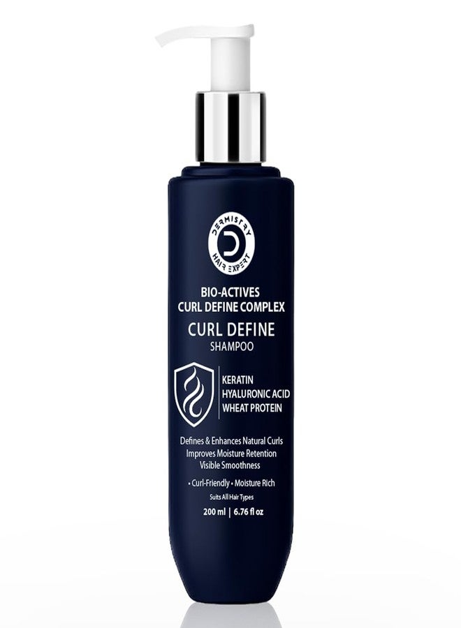 Dermistry Bio Actives Curl Define Complex Curl Defining Enhancement & Retention Shampoo with Hyaluronic Acid Keratin Wheat Protein Arginine for Hydration Suits Dry Frizzy All Hair Type Men Women 200ml - Image 1