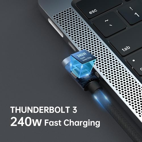 Tobo 240W Usb 4 Cable,3.9Ft Right Angle Usb C Cable With Led Display,Supports 8K@60Hz,Max 40Gbps Data Transfer Fast Charging Cable Compatible With phone 15,Mabook,Thunderbolt 3,Monitor (TD-1422CC) - Image 2