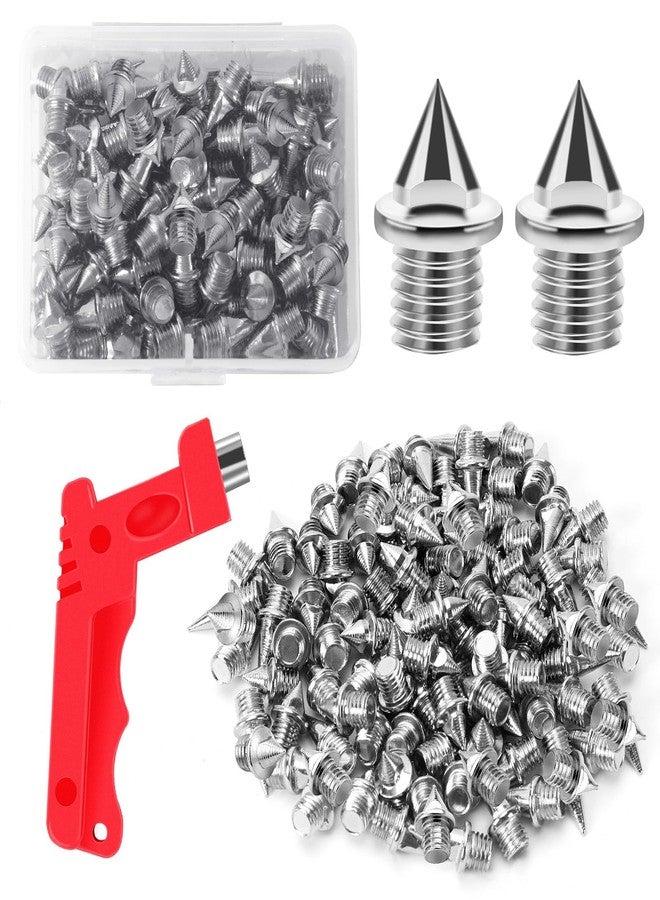 JULMELON 120PCS 3/16 inch Hard Stainless Steel Track and Cross Country Spikes Golf Shoe Spikes with Spike Wrench, Replacement Track Spikes for Sprint Sports Short Running Track Shoes - Image 1