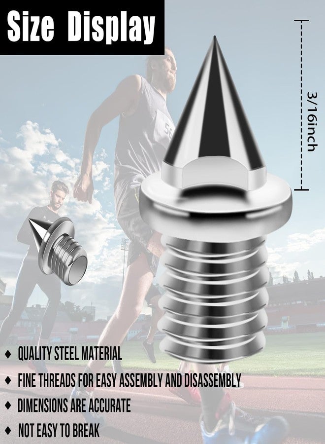 JULMELON 120PCS 3/16 inch Hard Stainless Steel Track and Cross Country Spikes Golf Shoe Spikes with Spike Wrench, Replacement Track Spikes for Sprint Sports Short Running Track Shoes - Image 2