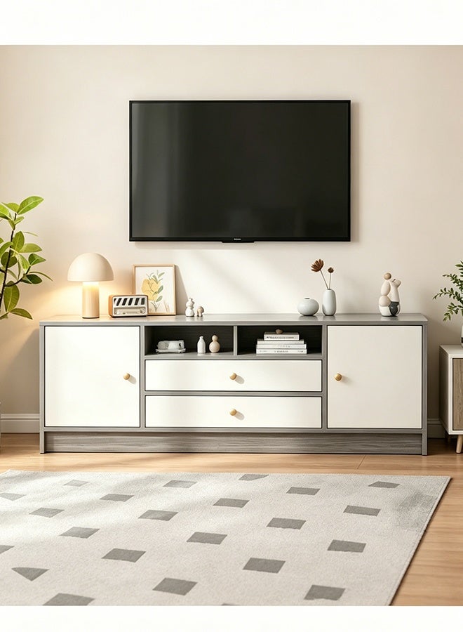 General TV Table, TV Cabinet, TV Bench with Cabinets and Drawers, Modern Media TV Unit TV Rack, Multi-Functional TV Stand, Suitable for Living Room/Bedroom (140×29×54CM) - Image 1