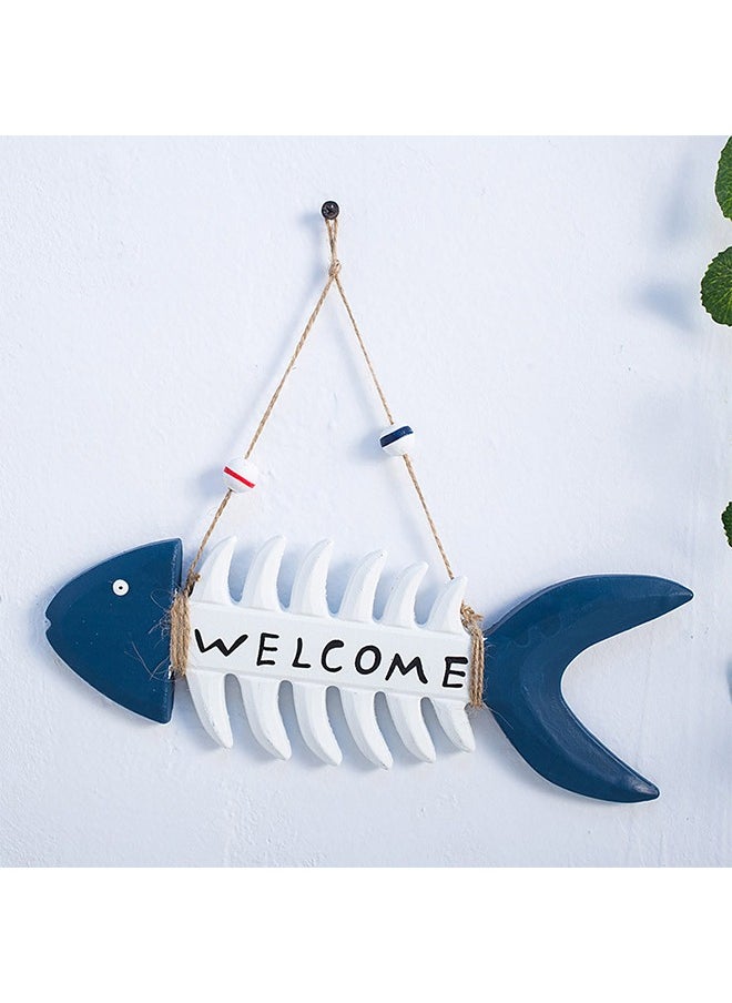 Haidue Mediterranean Fish Pendant Vintage Wooden Fish Hanging Ornament Wall Art Decoration Nautical Coffee Bar Home Decor Gifts  - Image 1