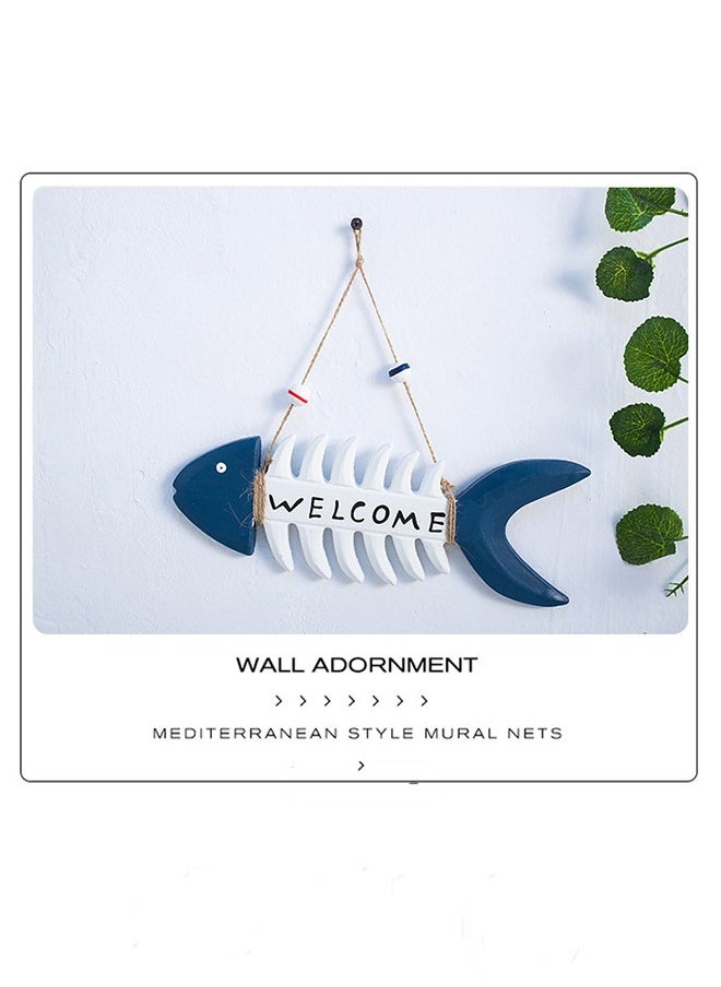 Haidue Mediterranean Fish Pendant Vintage Wooden Fish Hanging Ornament Wall Art Decoration Nautical Coffee Bar Home Decor Gifts  - Image 2