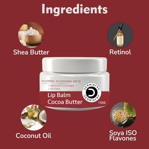 Dermistry SPF 10 Plumping Cocoa Butter Tinted Lip Balm with Retinol Coconut Oil Shea Butter for Dry Dark Pigmented Chapped Lips, Provides Sun Protection, Dark Black Pigmentation Remover Men Women 15ml (Chocolate) - Image 3