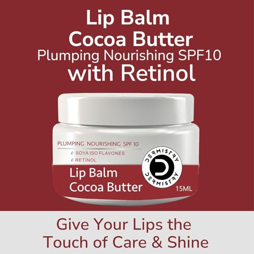 Dermistry SPF 10 Plumping Cocoa Butter Tinted Lip Balm with Retinol Coconut Oil Shea Butter for Dry Dark Pigmented Chapped Lips, Provides Sun Protection, Dark Black Pigmentation Remover Men Women 15ml (Chocolate) - Image 2