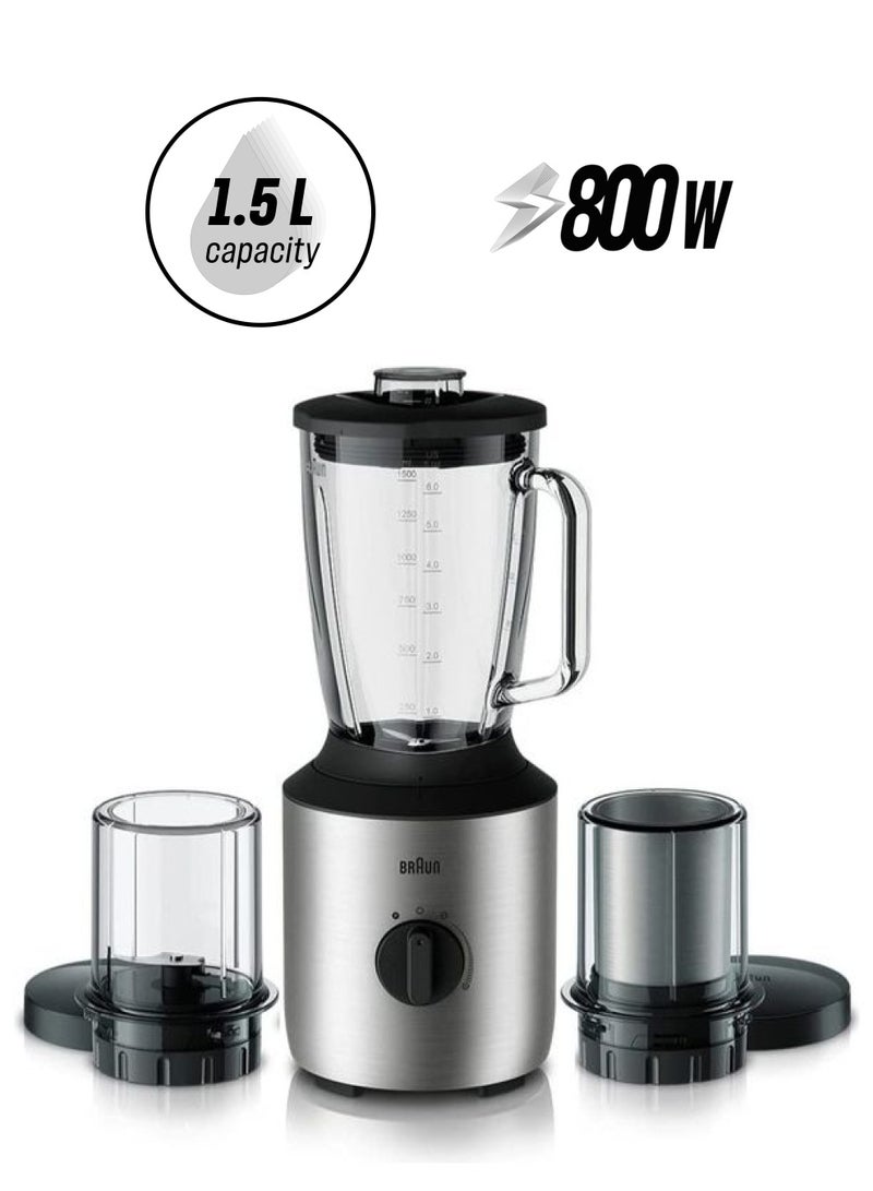 BRAUN Powerblend Glass Jug Blender 1.5 L 800 W JB 3273 Silver - Image 1