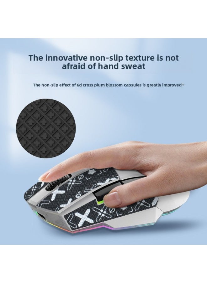 Generic - Suitable For Daryou A955 Mouse Anti-slip Sticker A955 Sticker Palm Sticker Printed Sweat-absorbent Protective Sticker Foot Pad Sticker-Color:[all Inclusive] Red Printed Mouse Stickers [free Cleaning Cotton] - Image 1