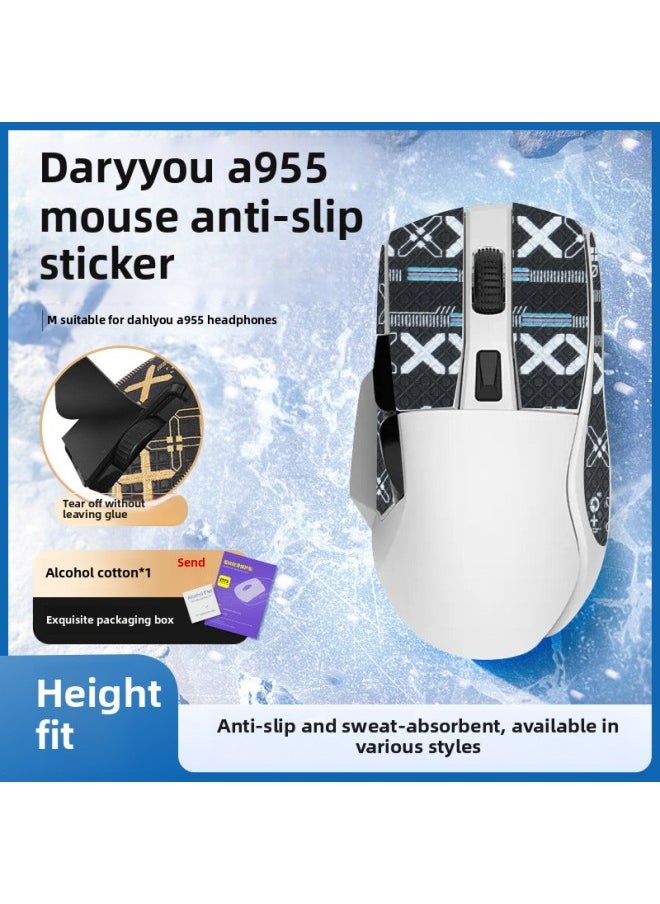Generic - Suitable For Daryou A955 Mouse Anti-slip Sticker A955 Sticker Palm Sticker Printed Sweat-absorbent Protective Sticker Foot Pad Sticker-Color:[all Inclusive] Red Printed Mouse Stickers [free Cleaning Cotton] - Image 1