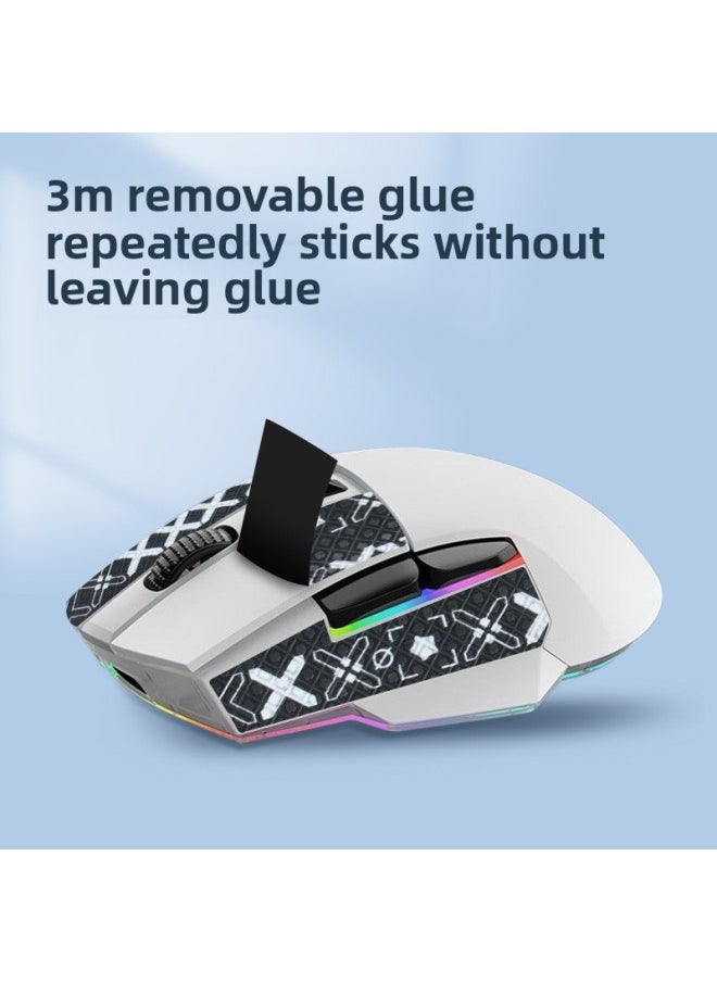 Generic - Suitable For Daryou A955 Mouse Anti-slip Sticker A955 Sticker Palm Sticker Printed Sweat-absorbent Protective Sticker Foot Pad Sticker-Color:[all Inclusive] Red Printed Mouse Stickers [free Cleaning Cotton] - Image 1
