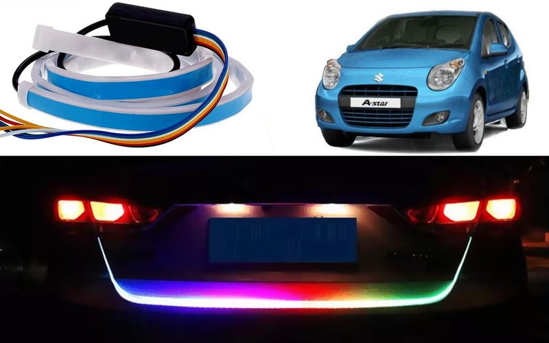 Selifaur 48Inch Ice Blue & Red DRL LED Brake with Side Turn Signal & Parking Indication Trunk | Boot | Dicky Light for A-Star - Image 1