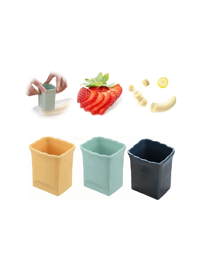 SOLARAE قطاعة أكواب، 3 قطع جديدة لقطاعة الفواكه وبيض، قطاعة أكواب يدوية من الفولاذ المقاوم للصدأ، أداة مبتكرة لقطع المطبخ، لصنع سلطة الفواكه والخضروات بسرعة - Image 1