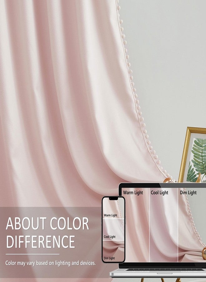 Treatmentex ستائر Treatmentex بوم بوم وردية اللون، نصف معتمة، طقم ستائر نوافذ قصيرة 45 بوصة لغرفة نوم البنات والأطفال، ستائر معتمة مكونة من لوحتين مع جيب للعمود، للبالغين - Image 3